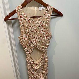 SAGE THE LABEL floral rouched mini dress